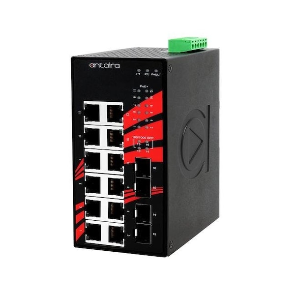 16-Port Industrial Gigabit PoE+ Unmanaged Ethernet Switch
